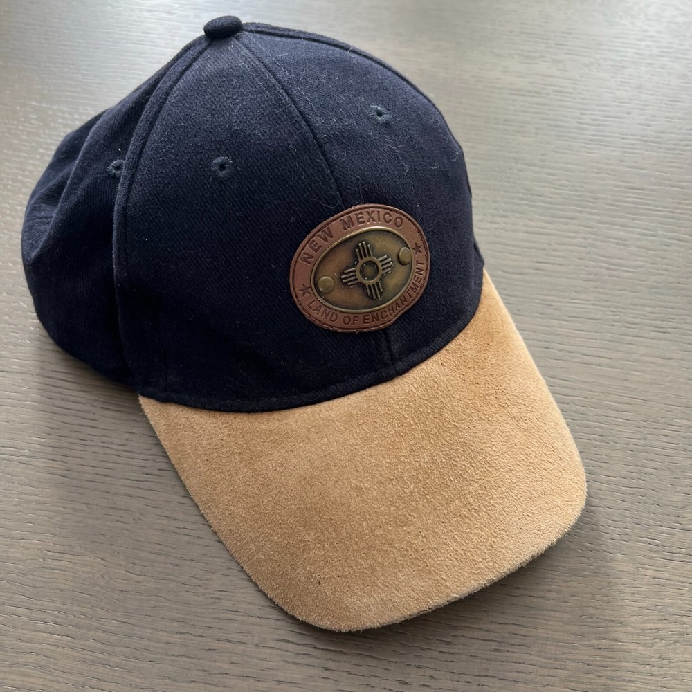 New Mexico Baseball Hat Cap Trucker Santa Fe Sterling Navy Blue Brass Emblem